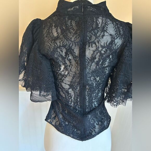Osman Yousefzada Collective Lace Ruffle Top Size 4 - Picture 9 of 9